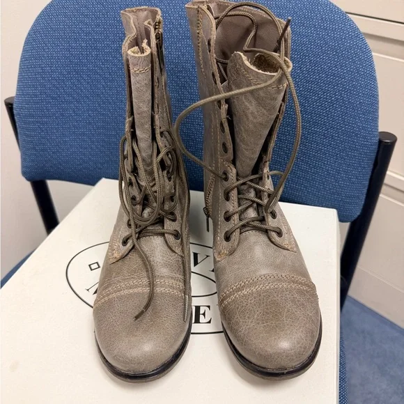 Steve Madden Taupe Lace-Up Combat Boots - Picture 5 of 5